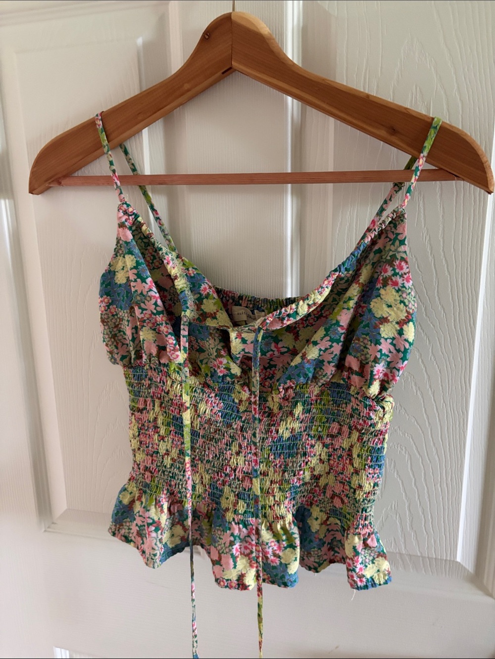 Floral Smocked Cami Top - Pink & Green